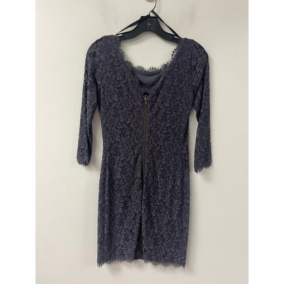 Diane VonFurstenberg Grey Lace Dress Sz 2 - Picture 2 of 3